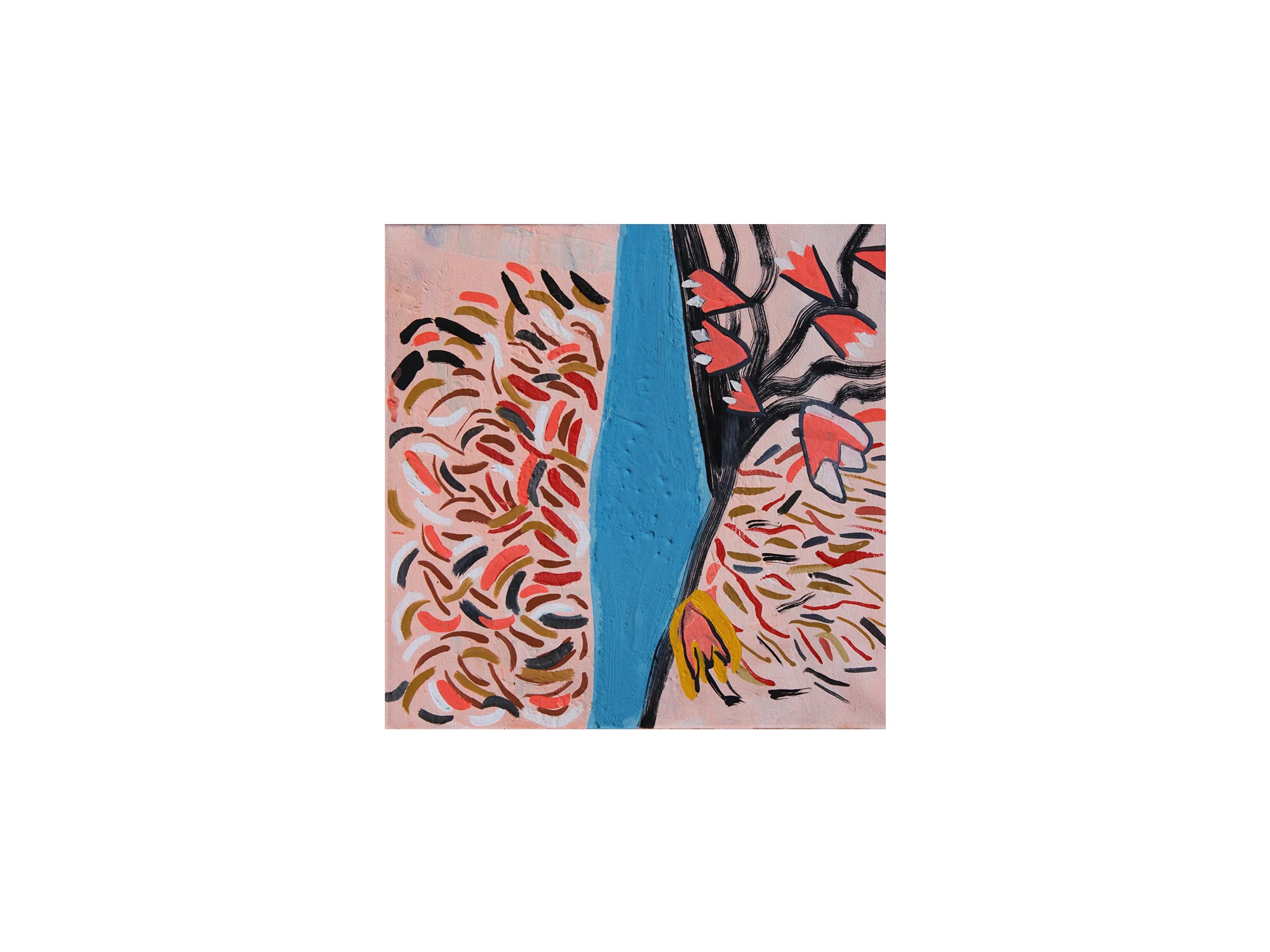 Mary Barton Ajmer, Matchbox Patterns , 2017 oil and pigments on canvas 30.5 × 30.5 cm ARTIST BIO