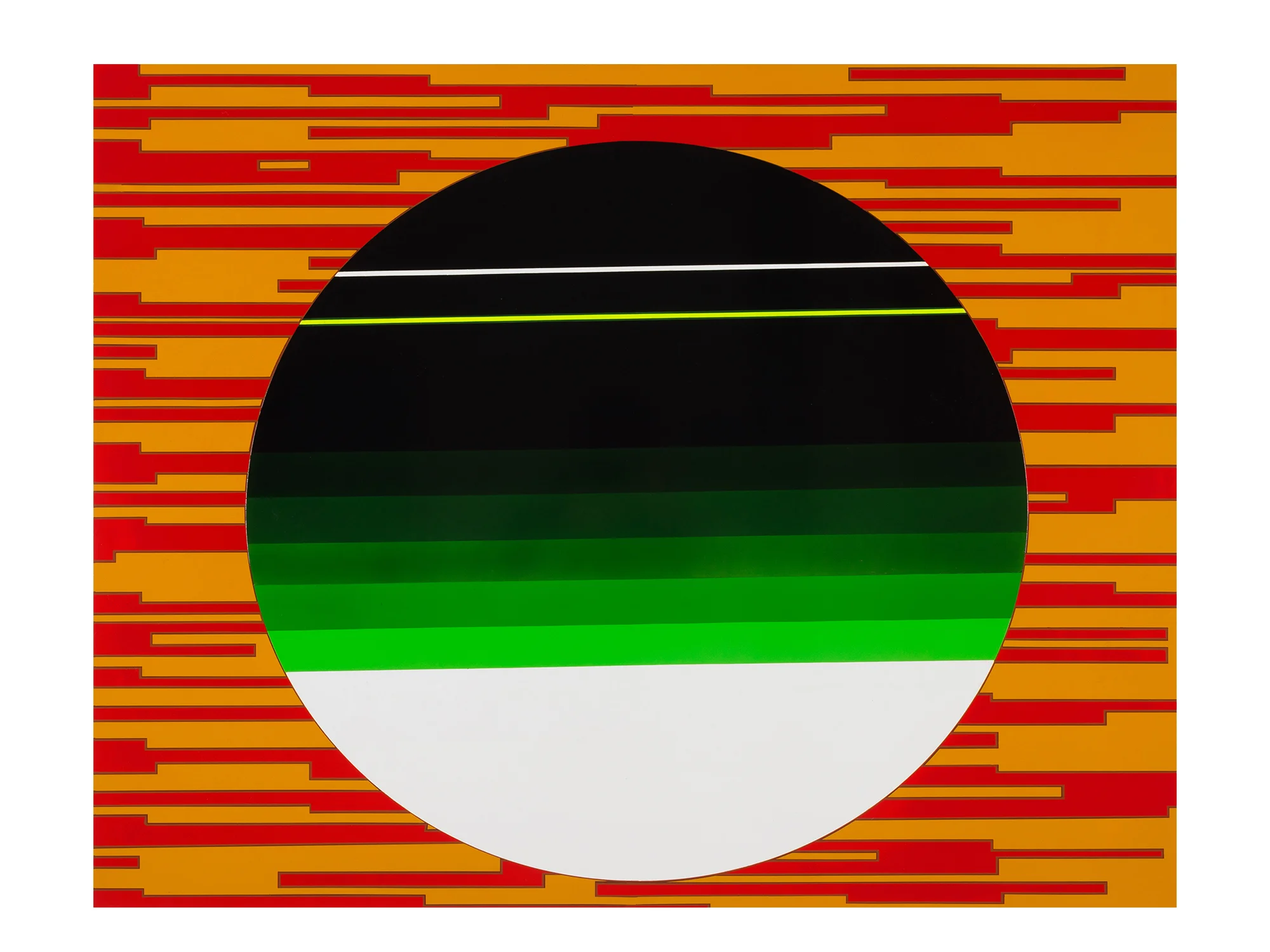Merric Brettle Rising Screen , 2017 automotive paint on mdf 95 x 115 cm ARTIST BIO