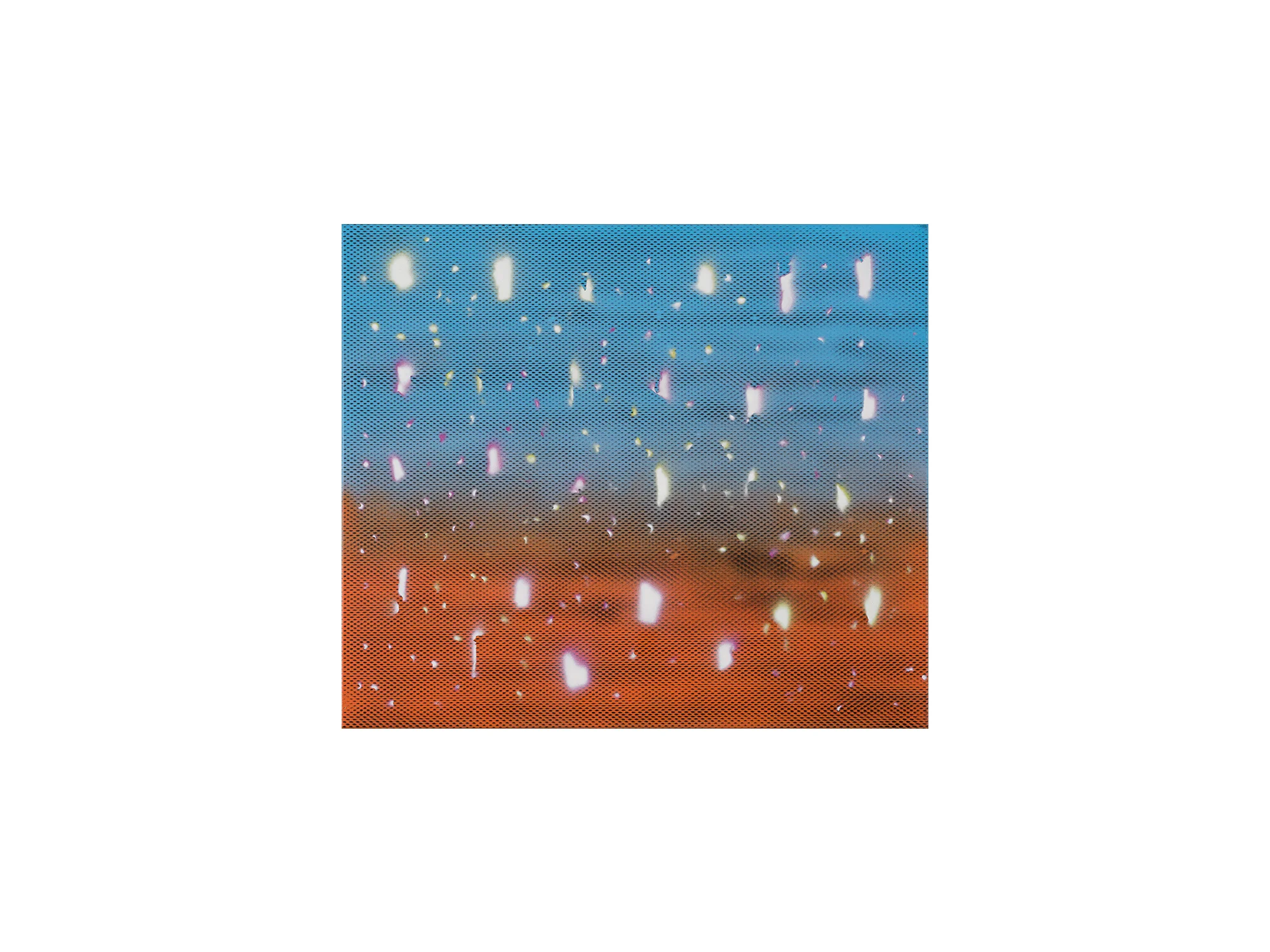 Steven Asquith Sky Blue & Orange_Puncture Marks , 2017 spray acrylic on canvas 61 x 71cm ARTIST BIO