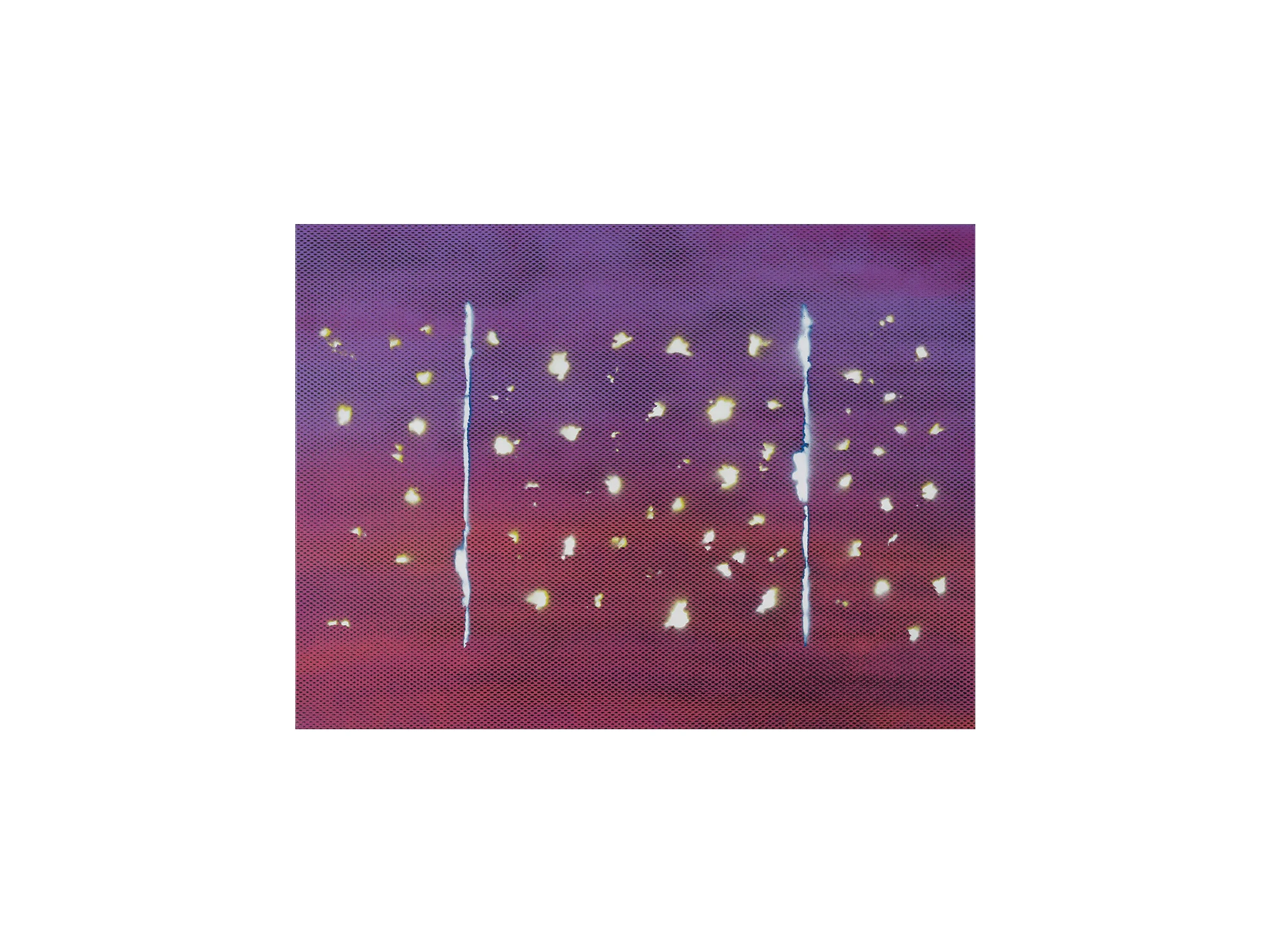 Steven Asquith Purple & Pink _2 Rips & Puncture Marks , 2017 spray acrylic on canvas 61 x 81cm ARTIST BIO