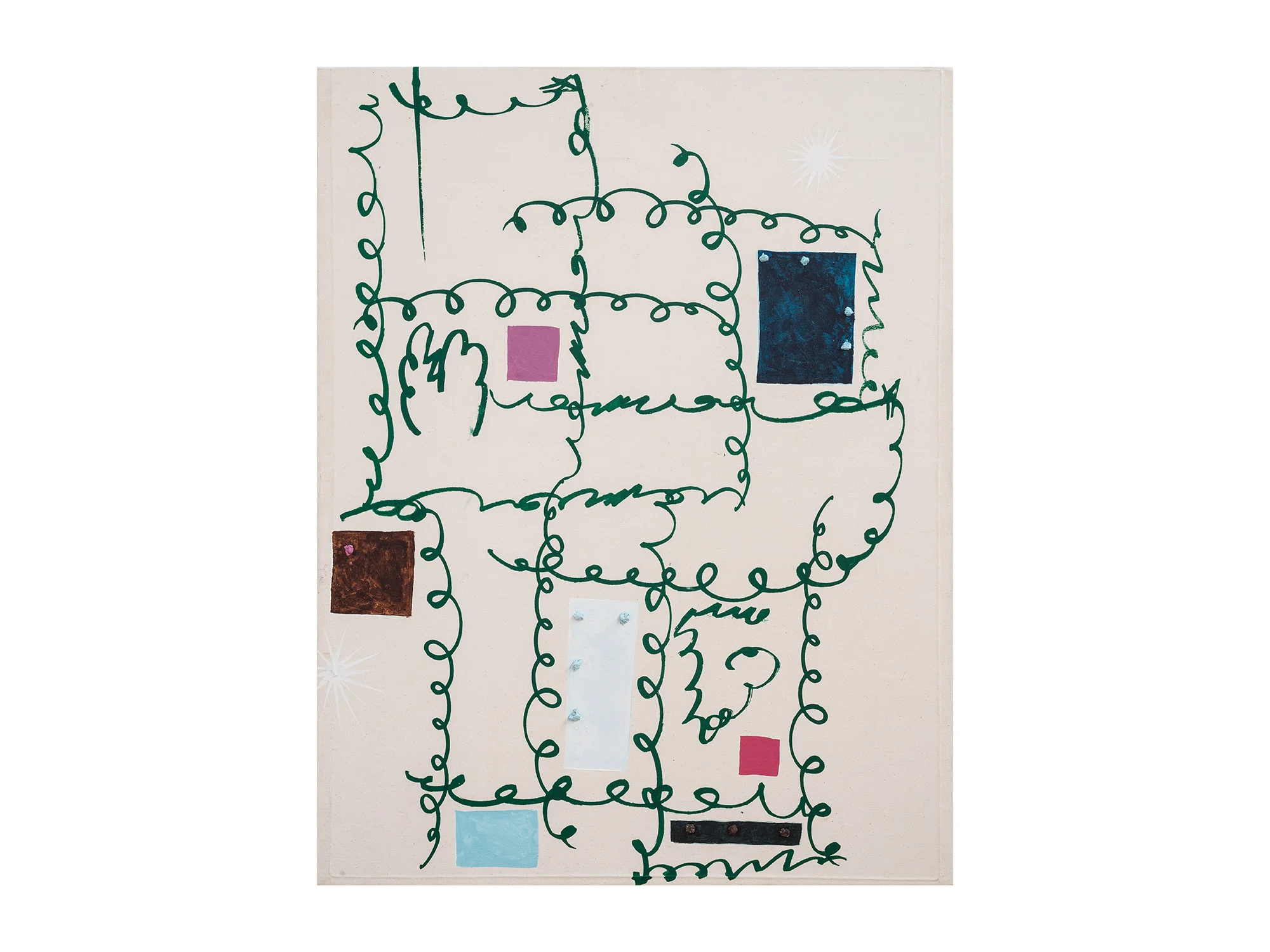Martin George Spider Leg Grid House, 2017 screenprint, acrylic and canvas thread on canvas, stretched onto plywood 101.5 x 79.5cm ARTIST BIO