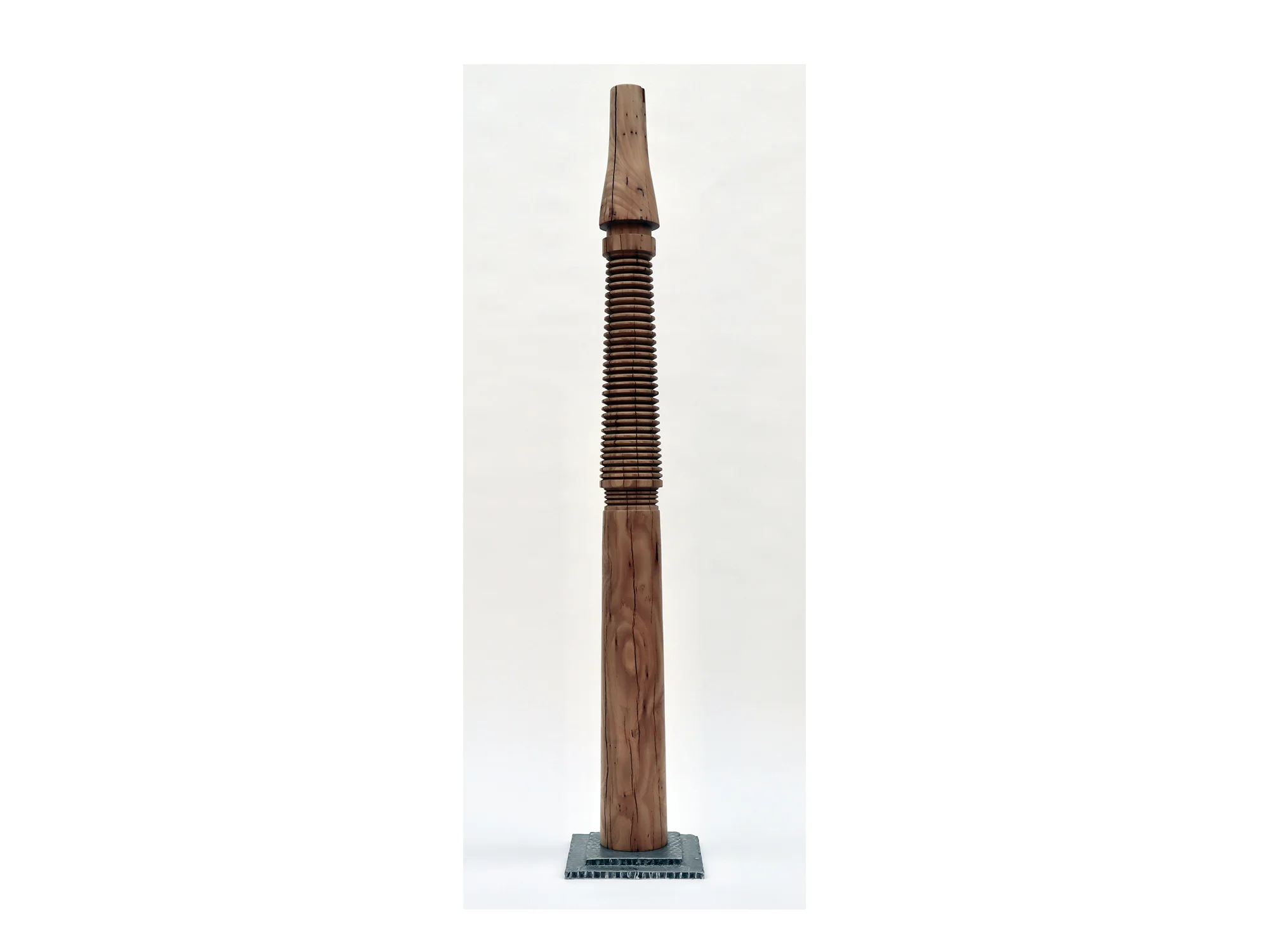 Jo Wilson Rotational #2 , 2018 tallowwood, aluminium and wax 165 x 30 x 30cm