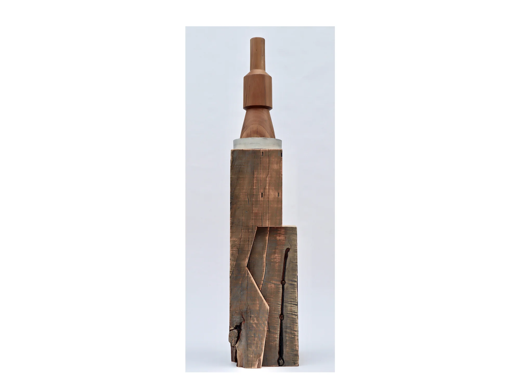Jo Wilson Platen/RJW#1 , 2018 reclaimed cypress, tallowwood, pigment, wood-wash, acrylic, pencil and clear coat 155 x 34 x 34cm