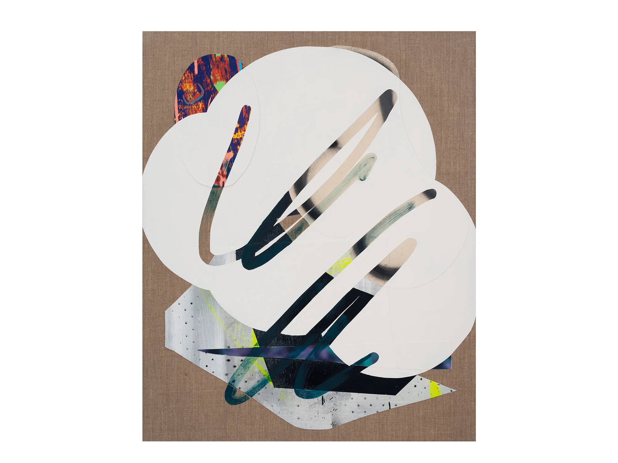 Marc Freeman Cloudbuster #18 , 2018 canvas, acrylic, enamel and digital-print on linen 80 x 65.5cm ARTIST BIO