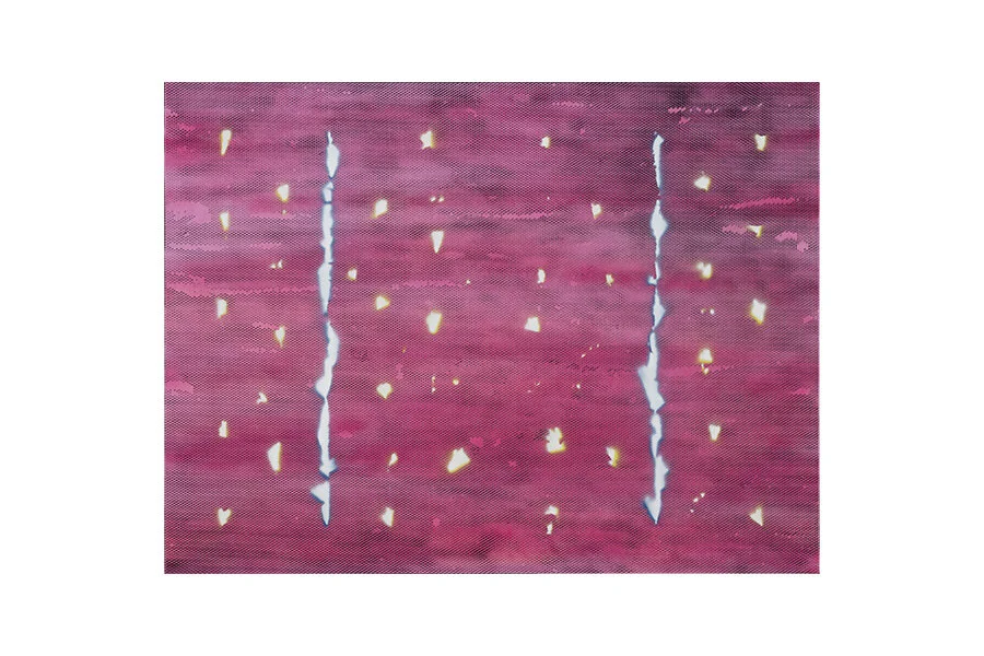 Steven Asquith Distressed Pick , 2019 spray acrylic on linen 100 x 120 cm ARTIST BIO