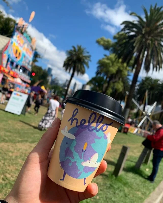 Hello World! Last day of @moombafestival pop down and see us down at Henleys Landing end! #missmollyscakes #moomba #coffeecart #biopackaging @biopak.packaging
