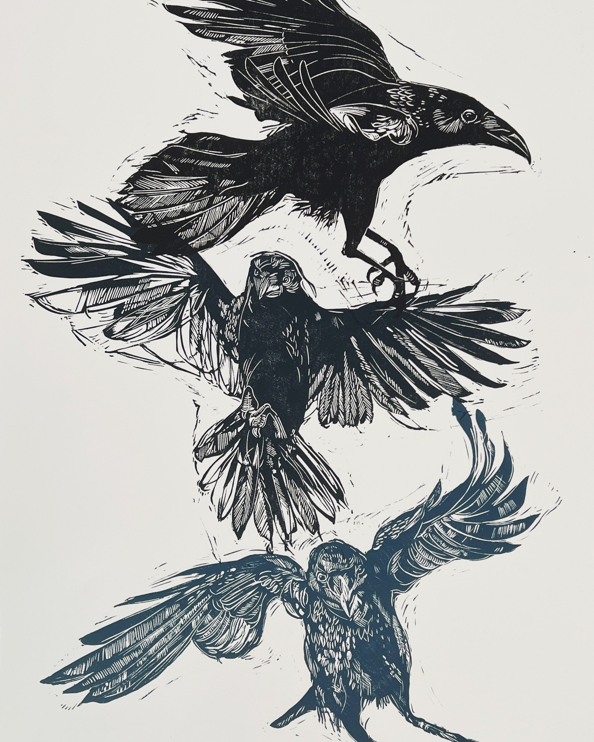 Crow Journey - linocut