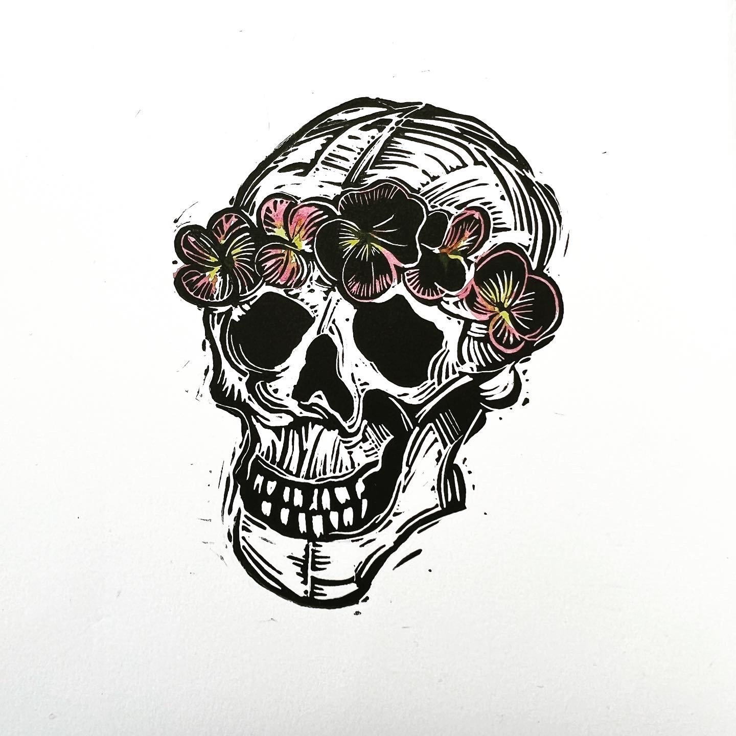 Skull With Violet Garland