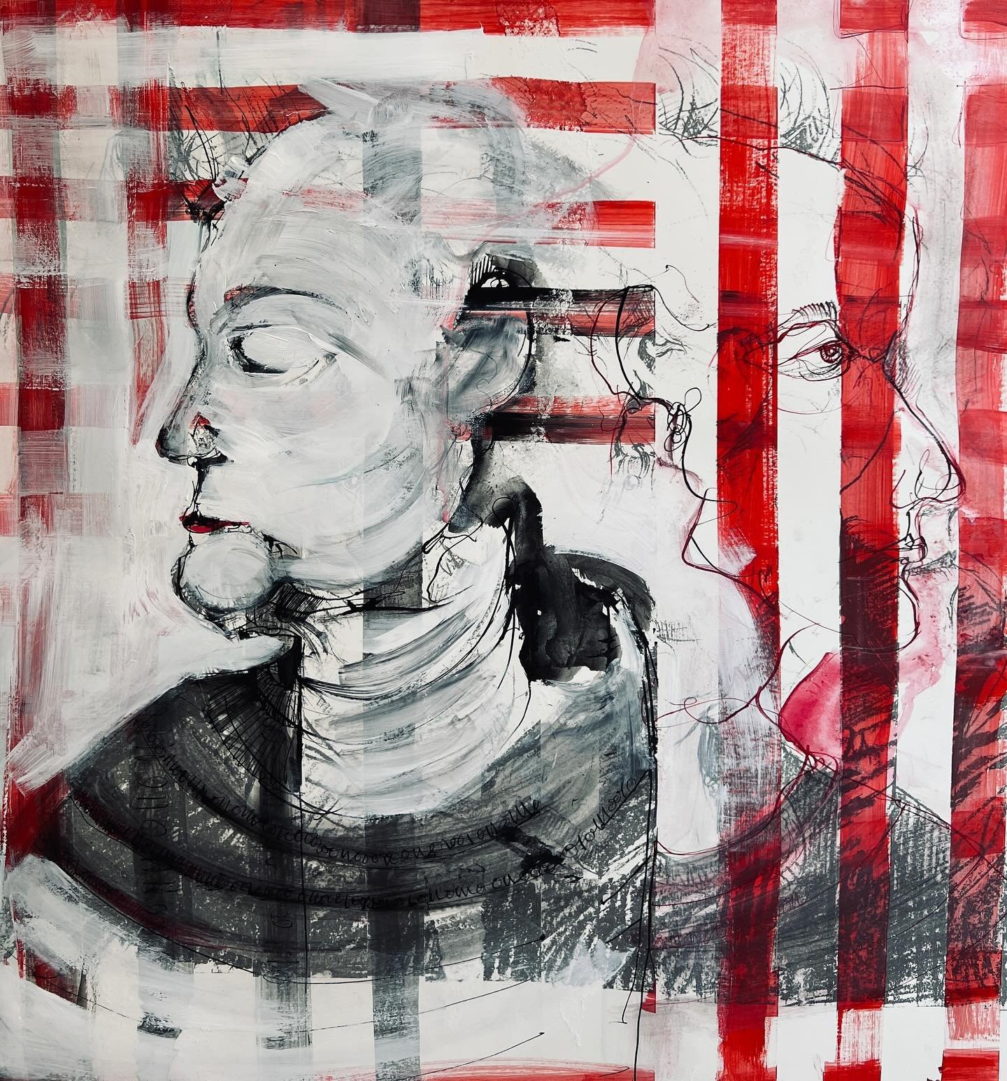 The strength of a drawing is the lines you cannot see. The decision of what not to draw being the most important. A reflection of what you show of oneself to the outside perhaps. Exploring the space between the binary. Painting/drawing into a screen 