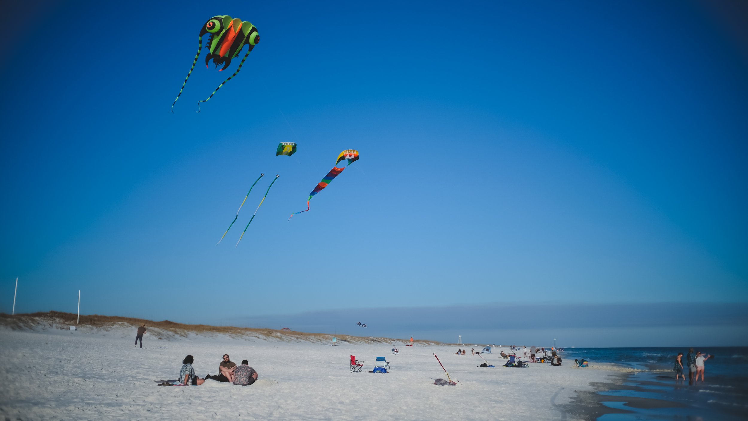 Colorful Kites over Beach