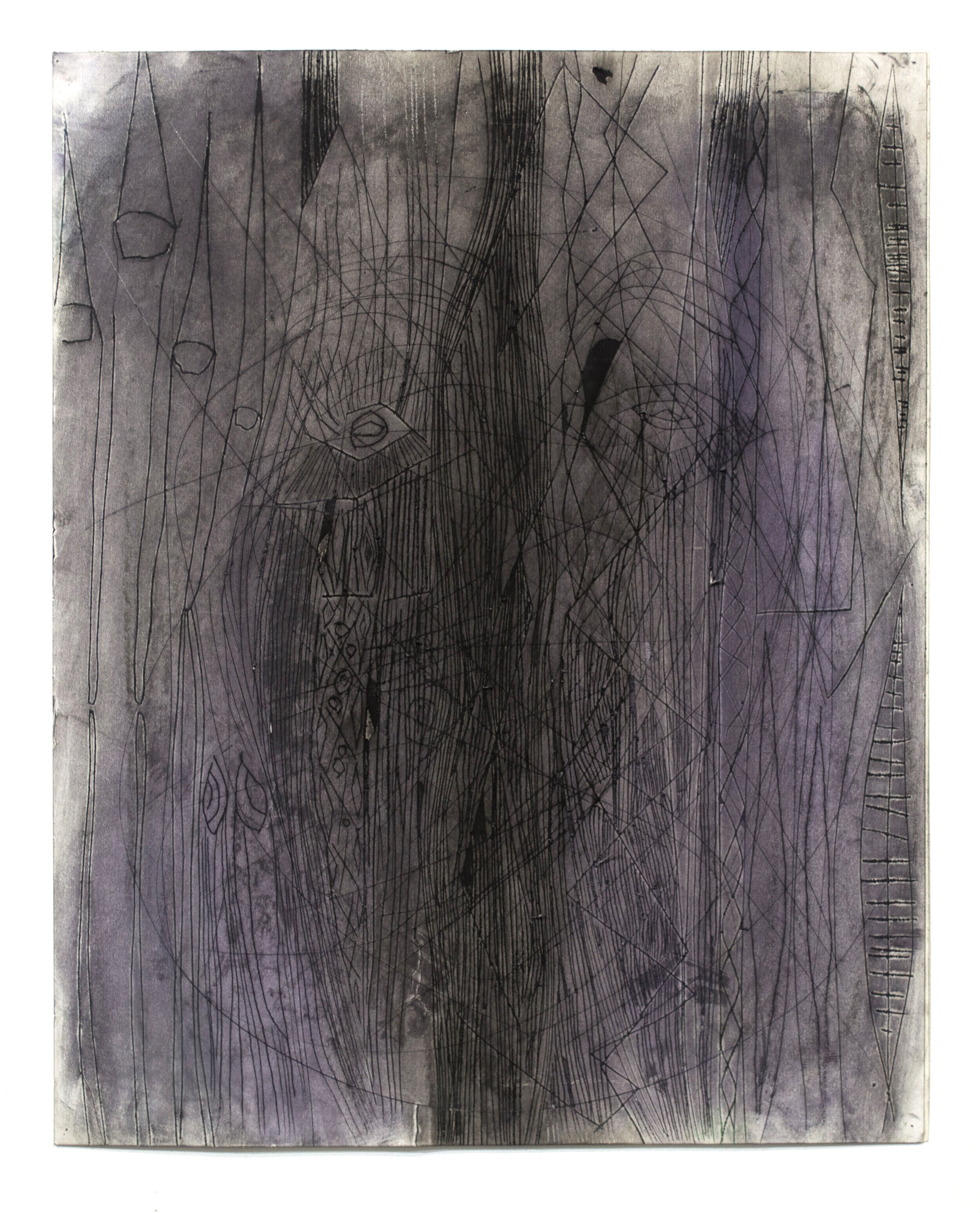 Untitled, 2018 - Charcoal, dust, pigment on etched paper - 30 x 20 inches