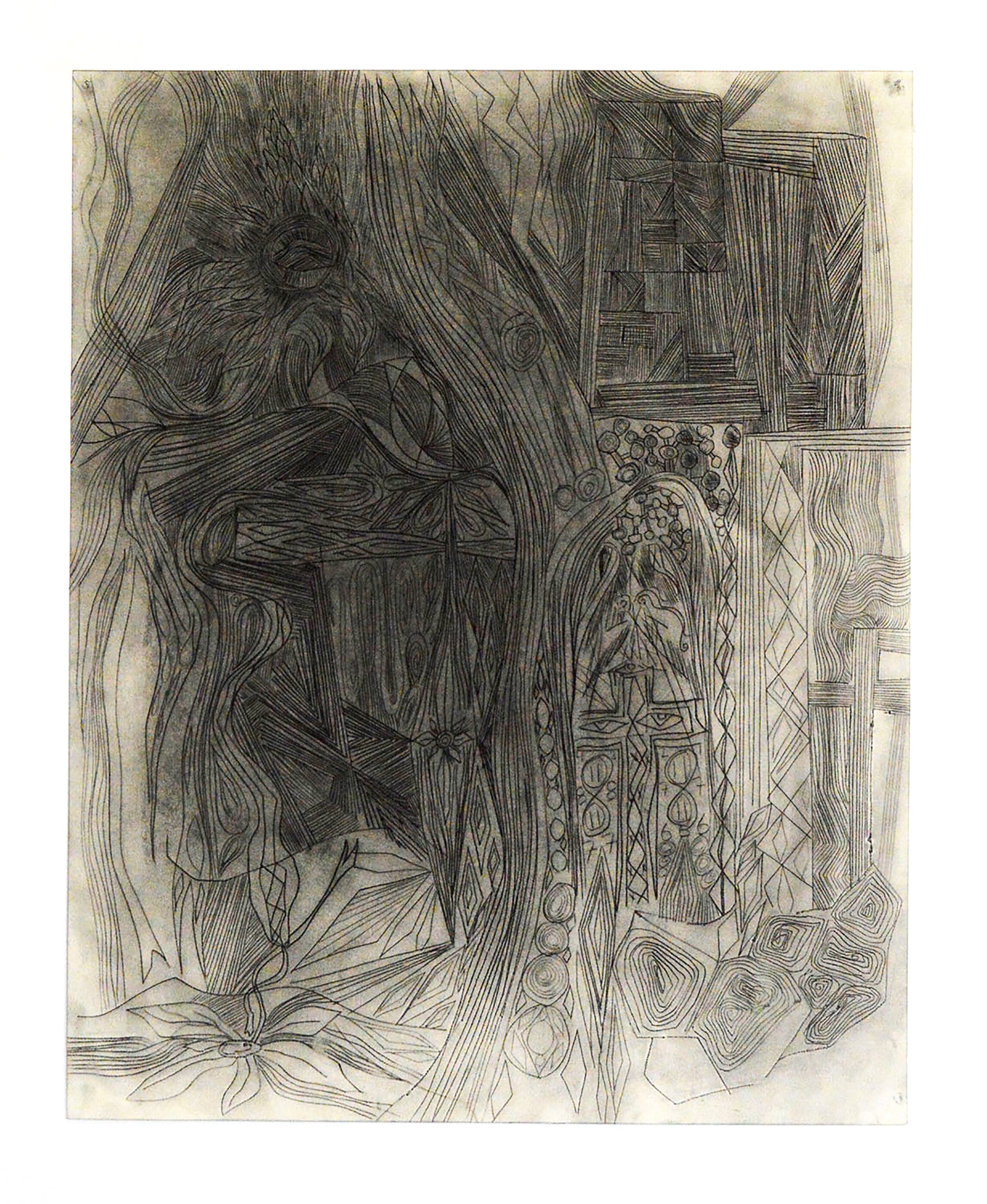 Untitled, 2016 - Charcoal, dust on etched paper - 30 x 25 inches