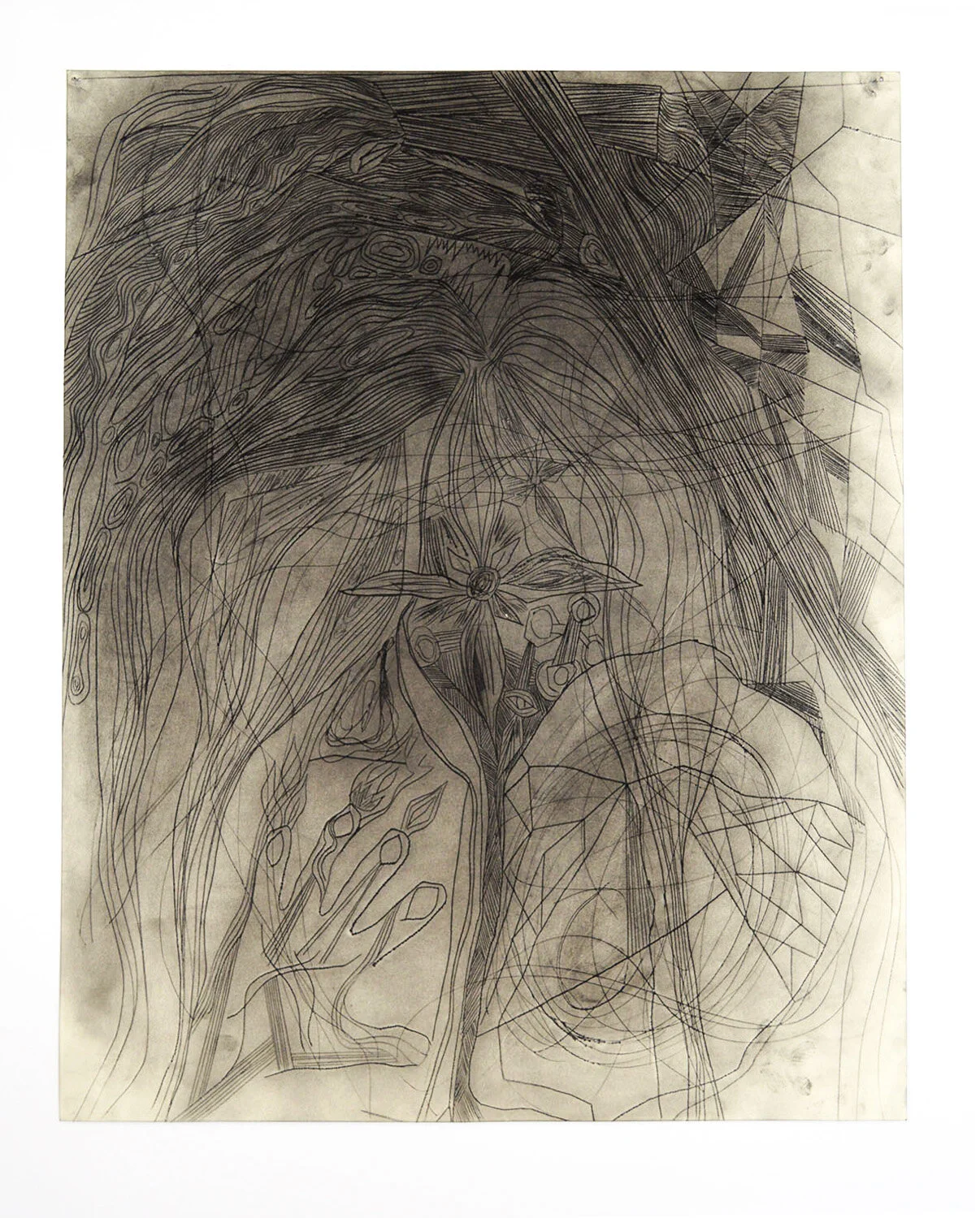 Untitled, 2016 - Charcoal, dust on etched paper - 30 x 25 inches