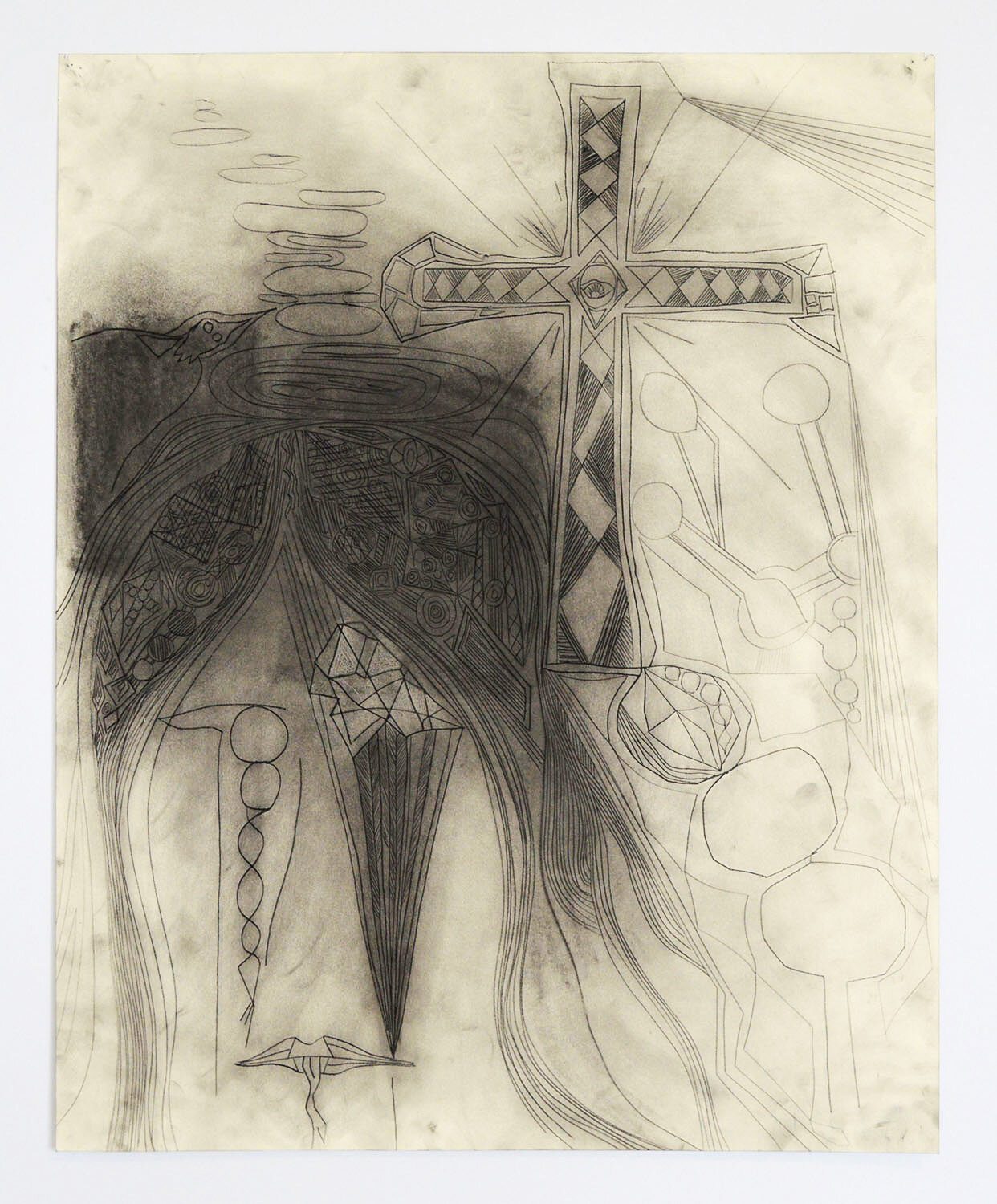 Untitled, 2016 - Charcoal, dust on etched paper - 30 x 25 inches