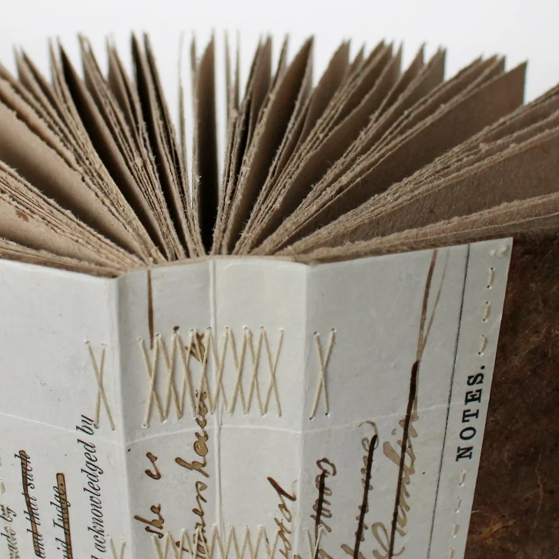 long stitch notebook with antique vellum document spine, handmade by Kaija Rantakari, 2017 / www.paperiaarre.com