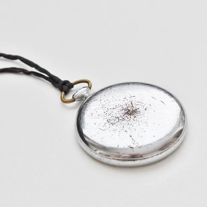 mixed media collage watch case pendant necklace by Kaija Rantakari, 2017 / www.paperiaarre.com