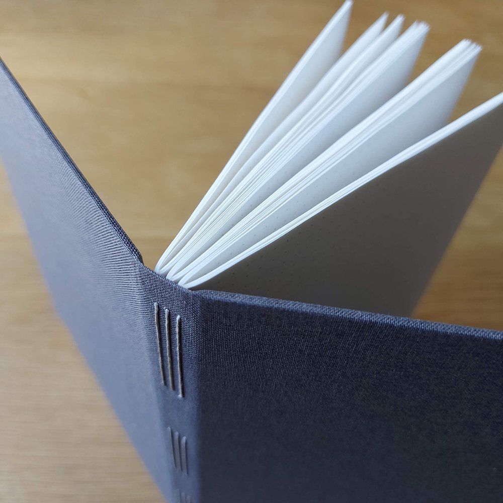 Large Gray Long Stitch Bullet Journal with White Dotted Grid Pages and Hard  Covers — paperiaarre
