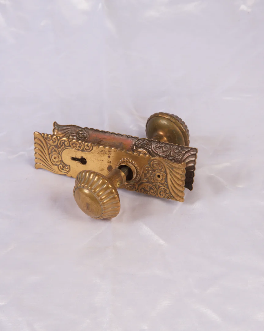 Transitional Victorian Art Nouveau door knob set