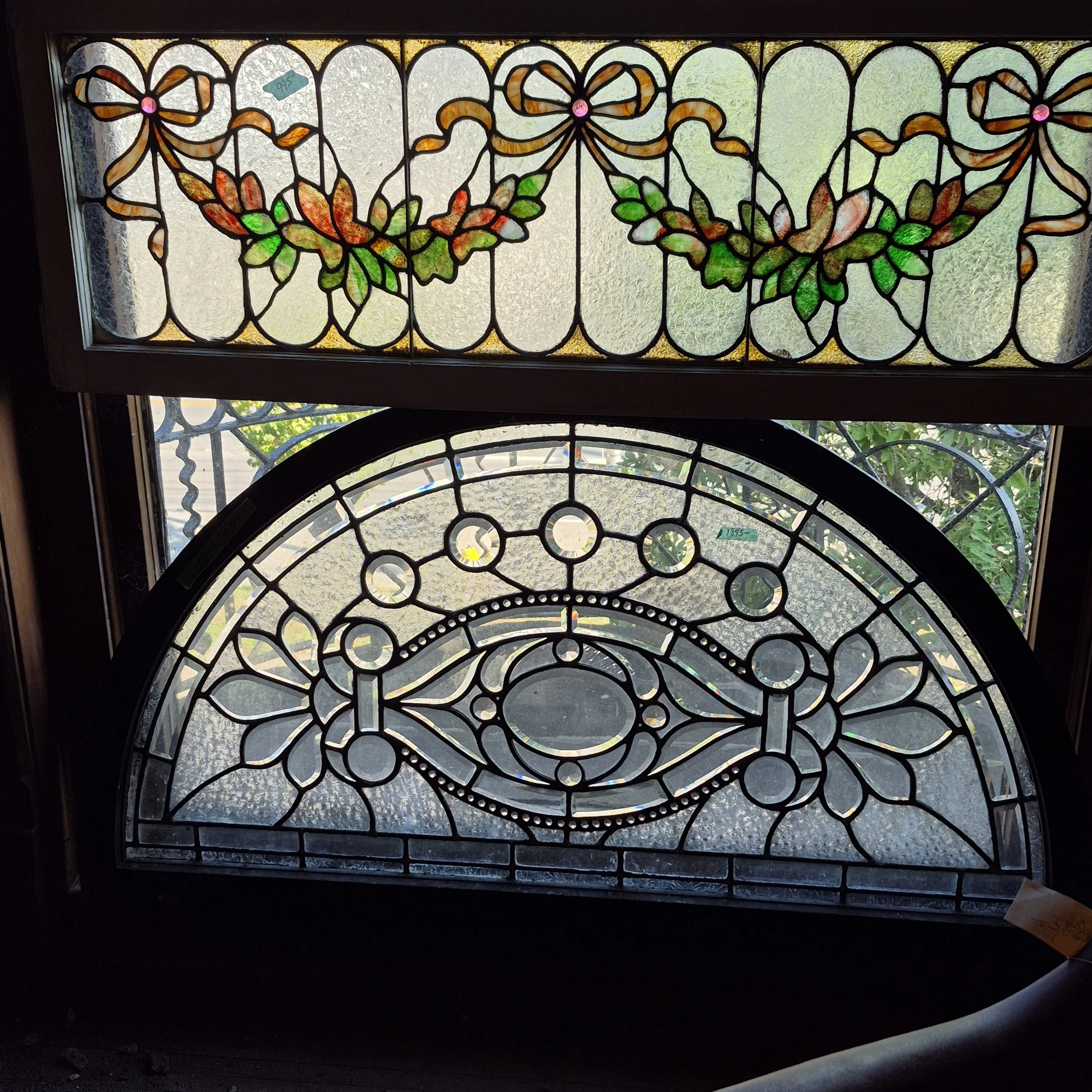 Wood Framed Rectangular Antique Transom