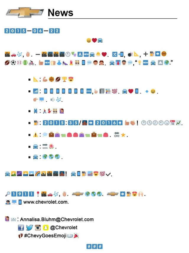 Step away from the emoji keyboard, Chevrolet.