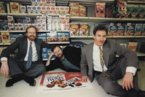Richard Rebh, left, George Rebh, and Fred Potok in 1999. Their in-store advertising company, FloorGraphics, ran up against Rupert Murdoch's media empire