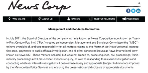 'Controlling evidence'? News Corp's 'MSC'