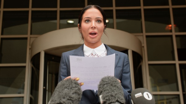Tulisa Contostavlos outside Southwark Crown Court. Credit: ITV.