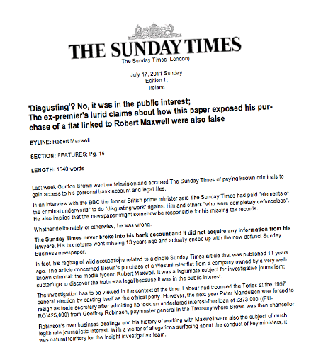 Rebuttal rebutted: Sunday Times hits out at Brown - now blagger contradicts paper