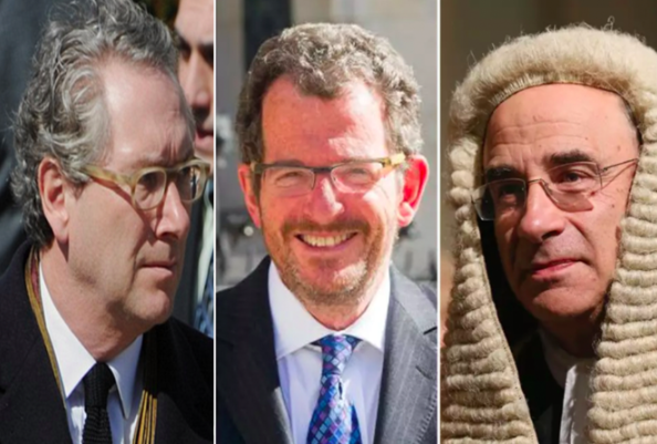 l-r: former Sunday Times Editor John Witherow, Robert Jay QC, and Lord Justice Brian Leveson