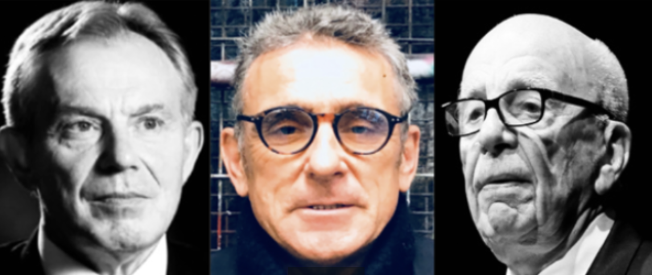 Kompromat: Tony Blair (l) was targeted by John Ford (c) while employed by the Sunday Times, owned by Rupert Murdoch (r).