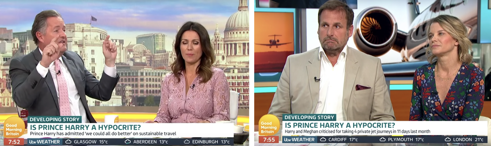 Critical: Royal ‘watcher’ Larcombe (r) is a regular guest with Piers Morgan (l) on ITV’s Good Morning Britain