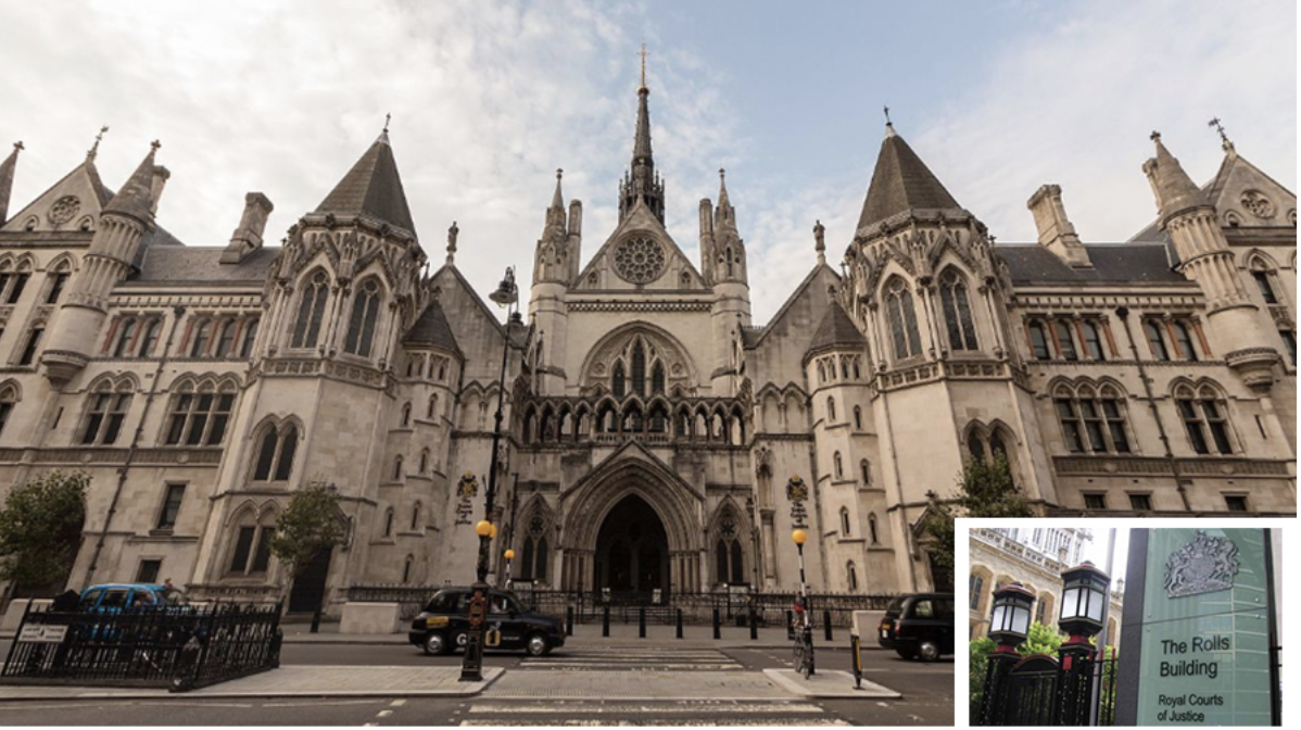 Royal Courts of Justice, London (inset The Rolls Building) (c) PA
