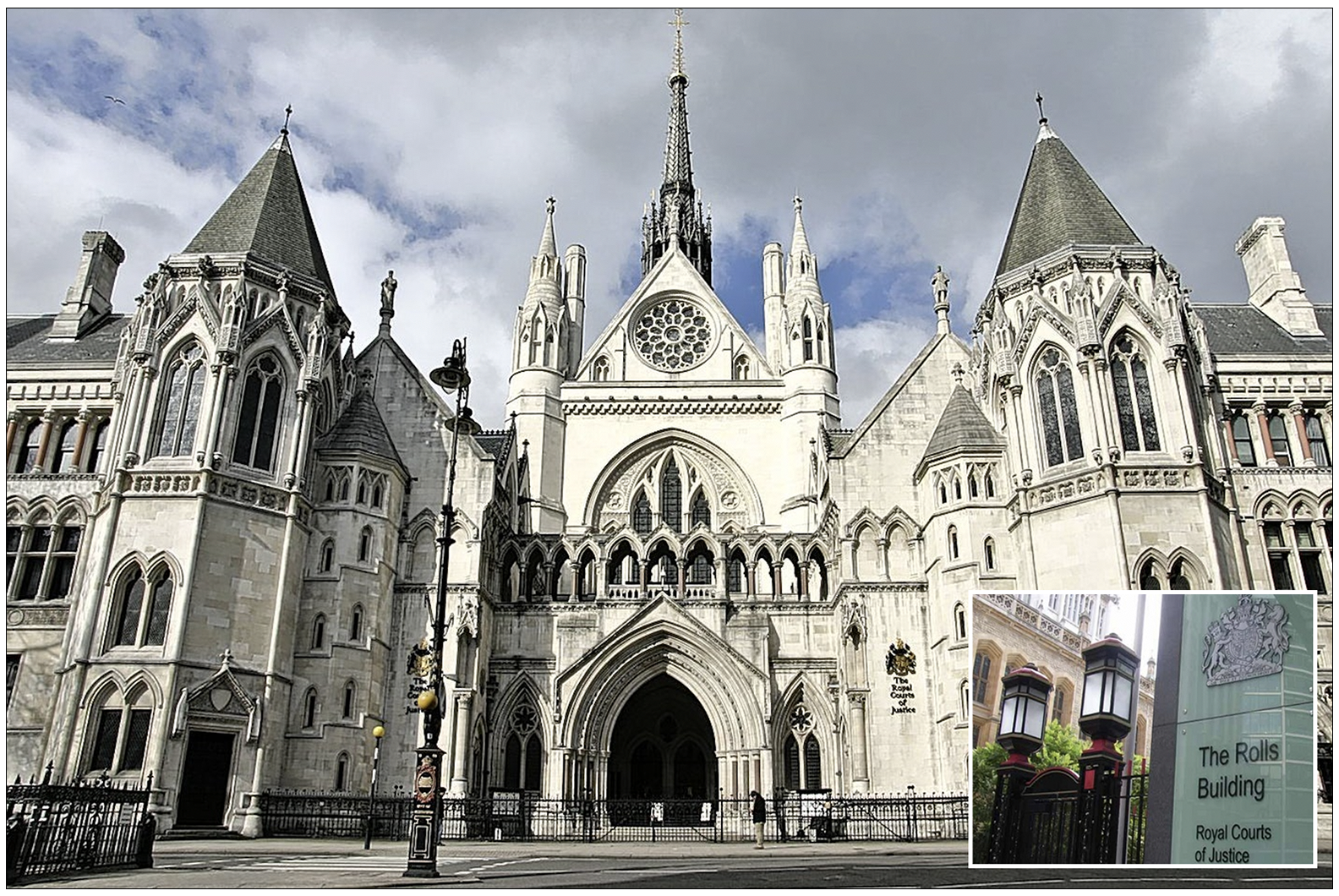 The Royal Courts of Justice, London, (inset, the Rolls Building, where the Duchess’s case is set to be heard) (c) PA