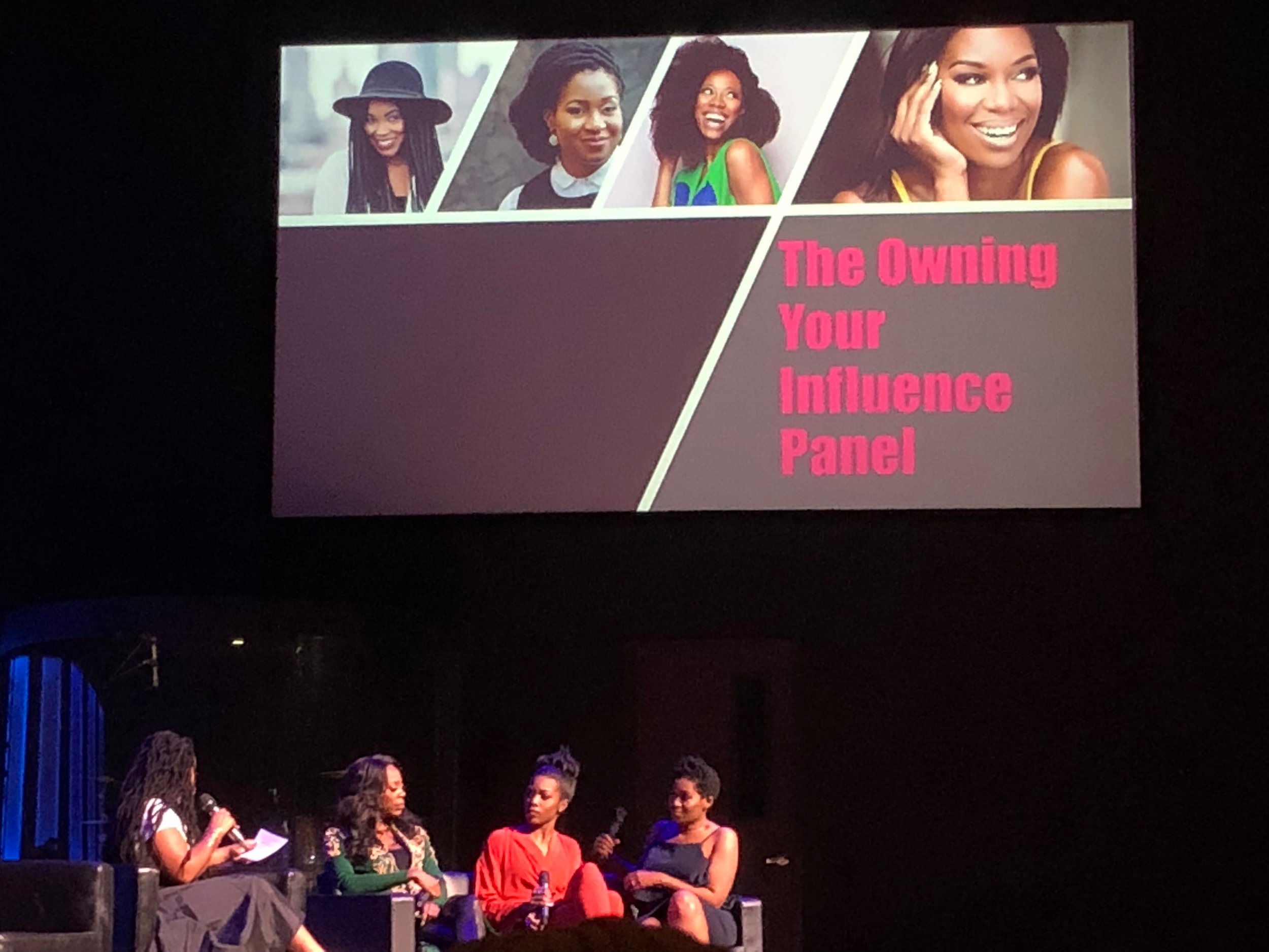 The Owning Your Influence Panel with Yvonne Orji, actress, Stacy Ike, Host of OWN Tonight, and Jackie Nwobu, Founder and Editor-in-Chief of Munaluchi Bridal Magazine. 
