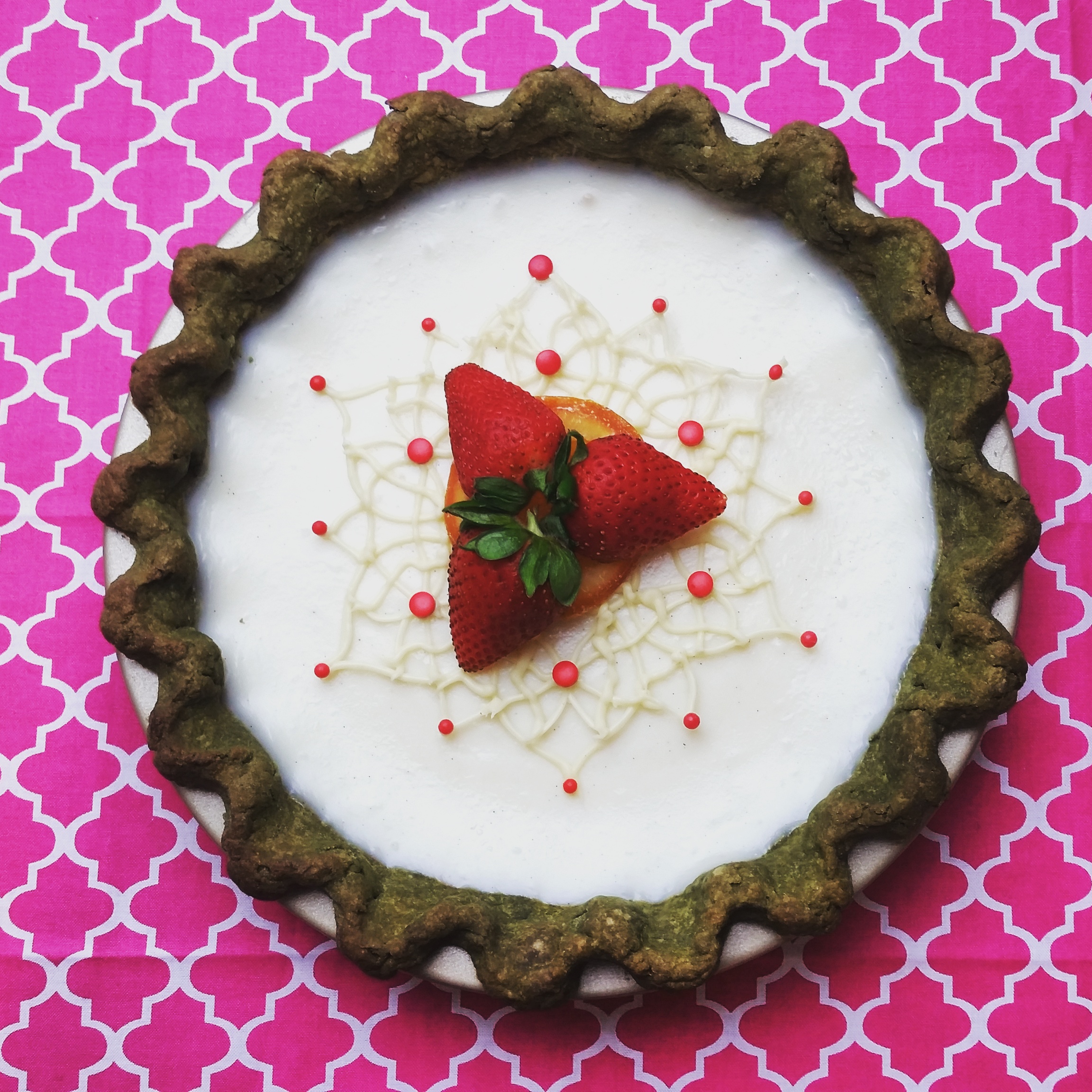 Sugar Cream Pie with matcha crust