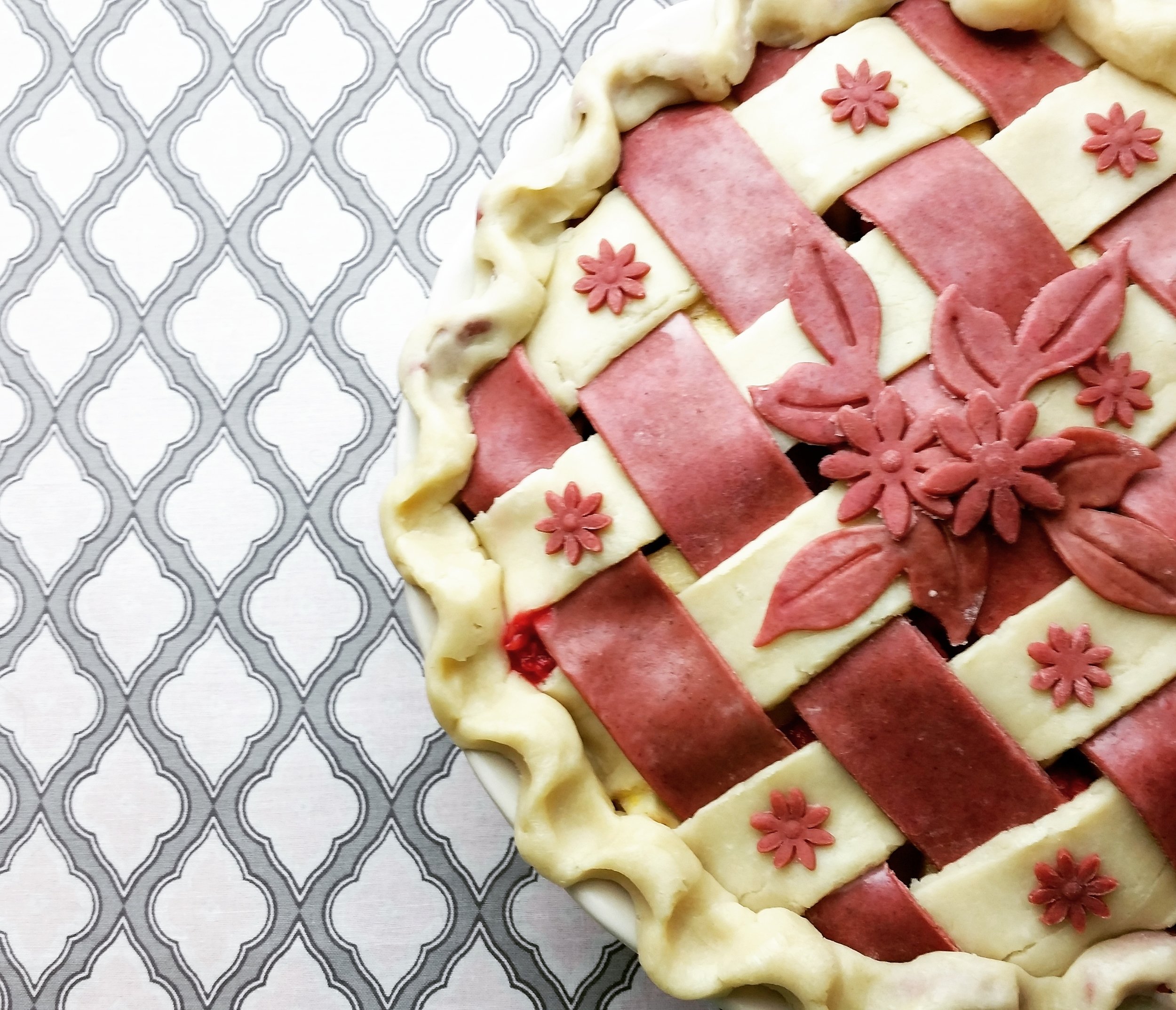 Apple Raspberry Pie with beetroot crust