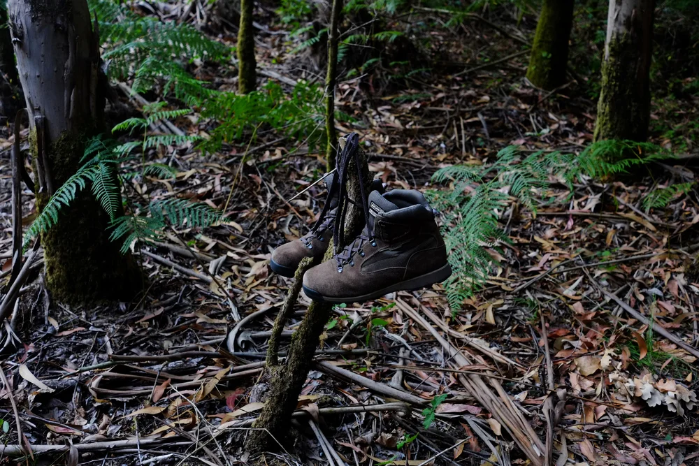 Some new looking, but abandoned hiking boots along the Camino de Santiago