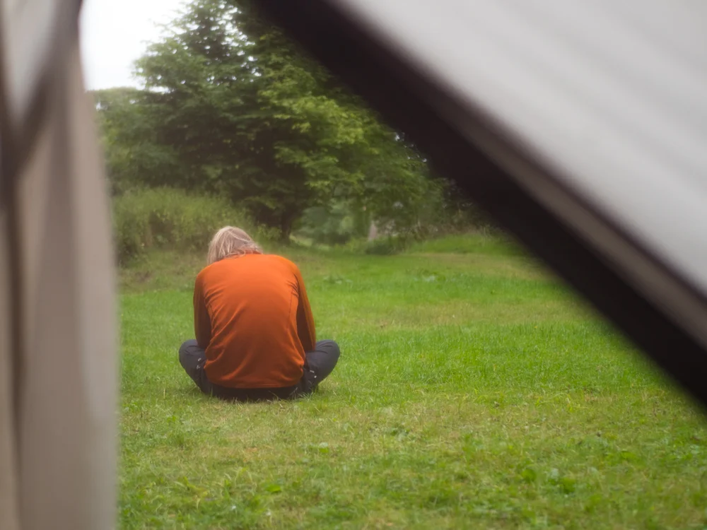 Carl reading at Westport House Campsite