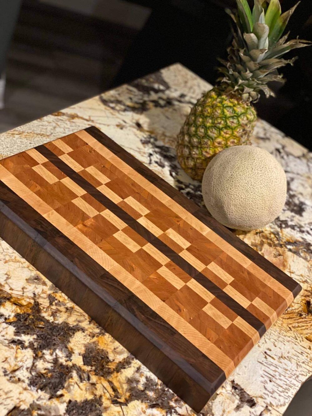 Spiral Cutting Board Mahogany & Maple Wood End Grain Handmade