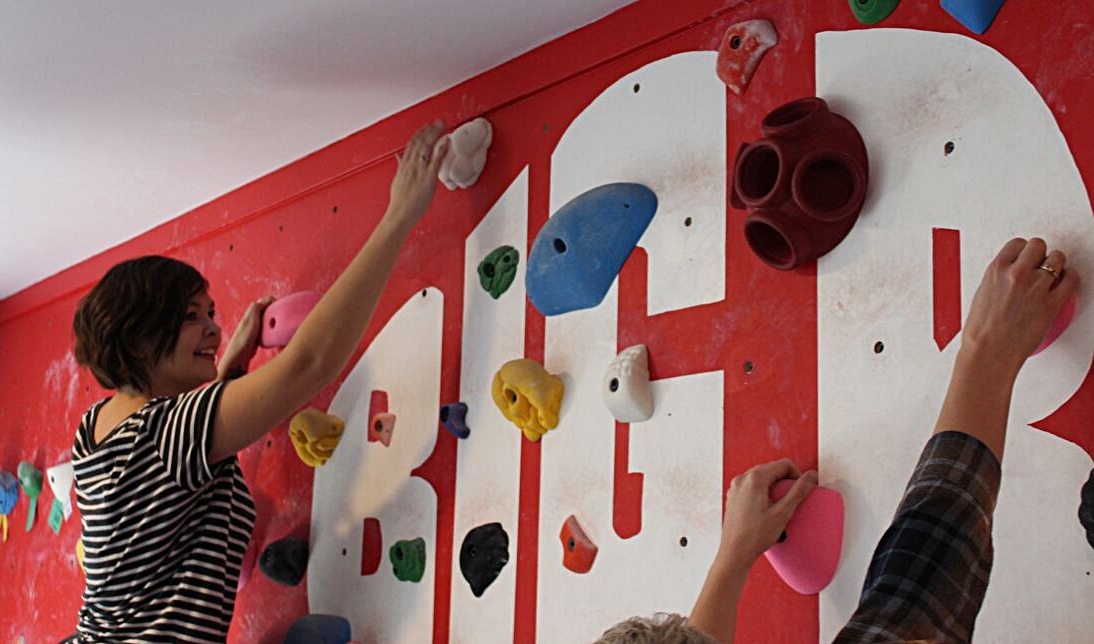 Climbing up in the world at Big Rock Bouldering. A lucky team gets to return there for more fun, thank you for your prize doantion!