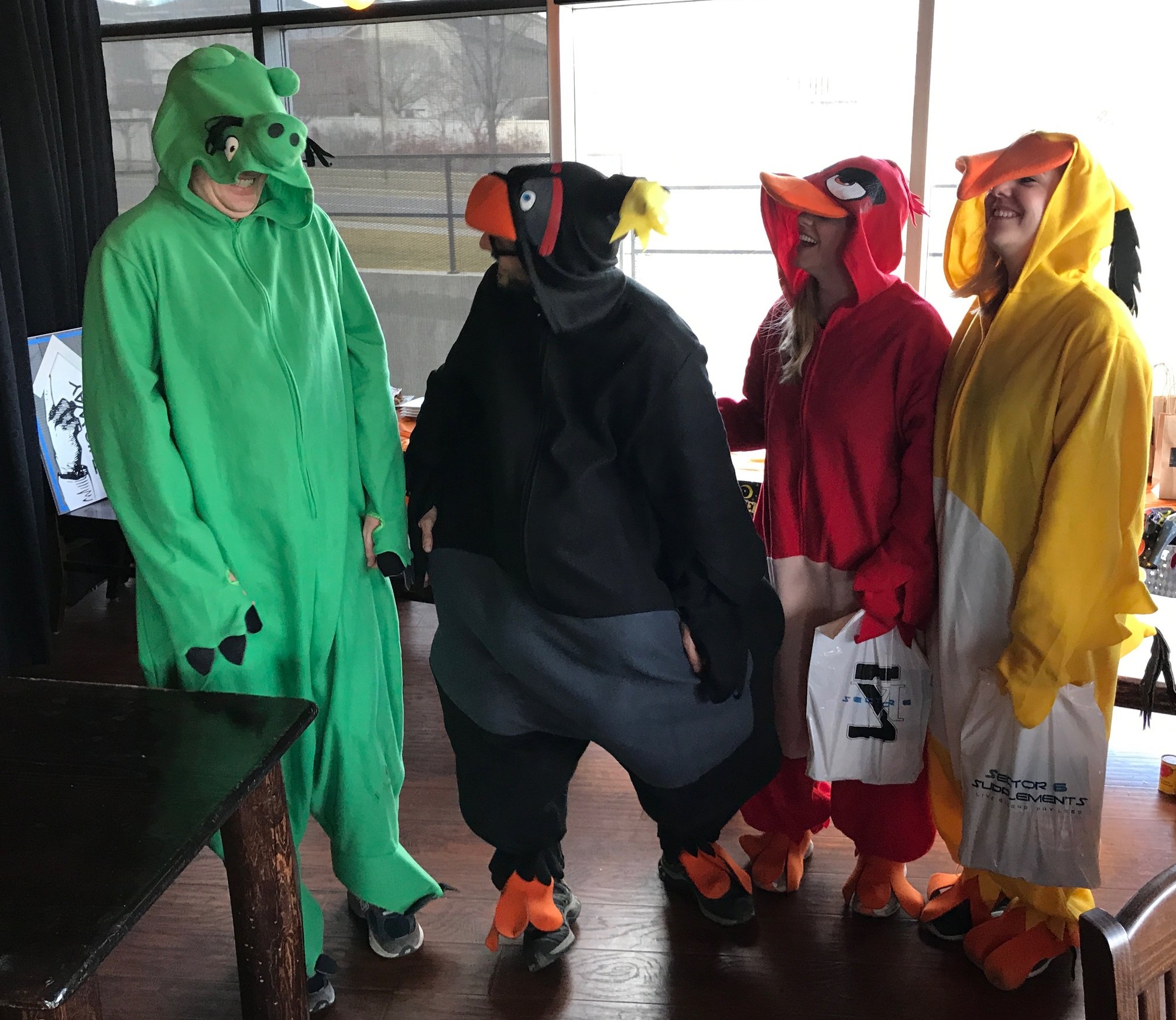 Angry Birds took the prize that was generously donated by Sector 6, Angry Birds look a wee bit shy about having their photo taken!