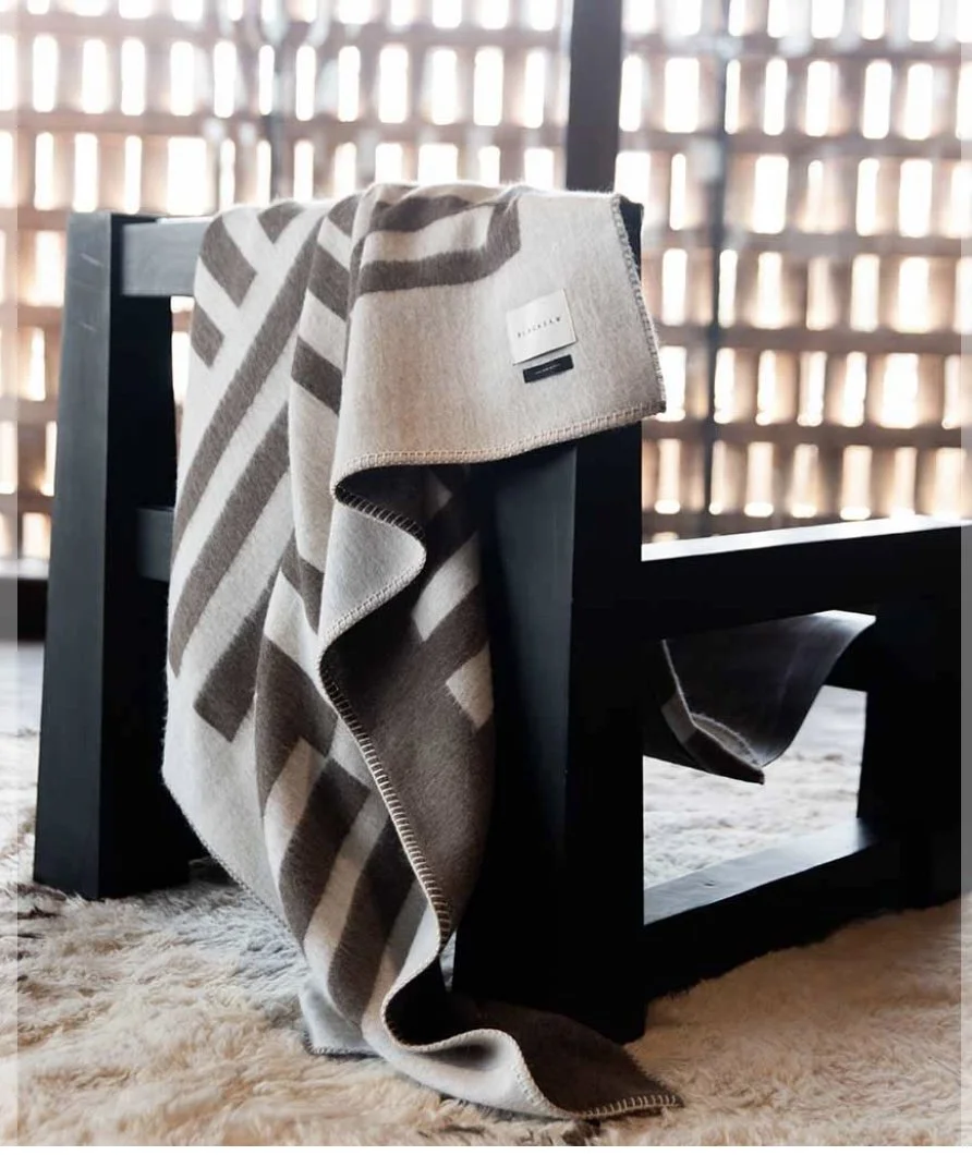 Rosin Zero Dye Reversible 100% Baby Alpaca Wool Throw by BLACKSAW