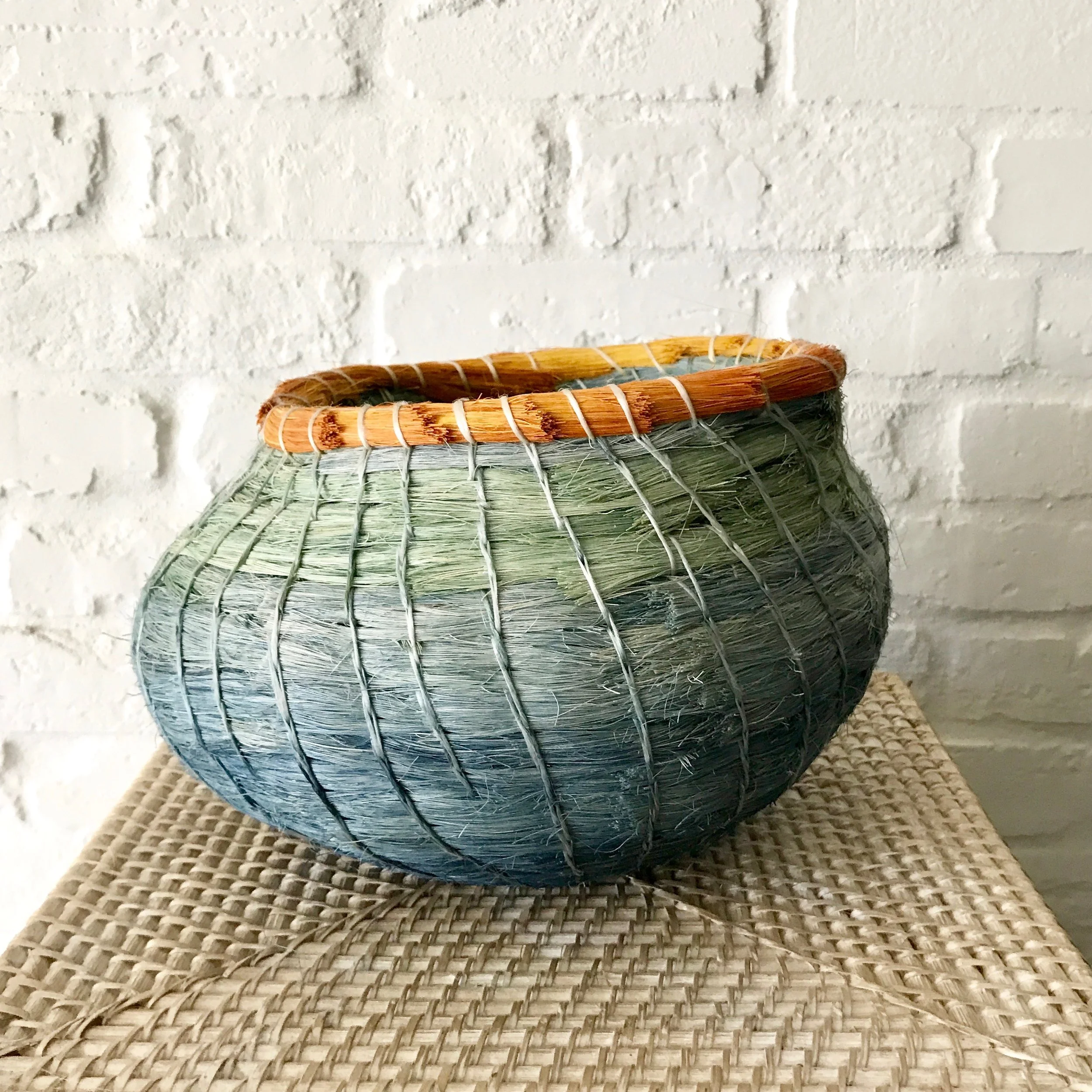 Hand-stitched Tribal Multicolored Basket