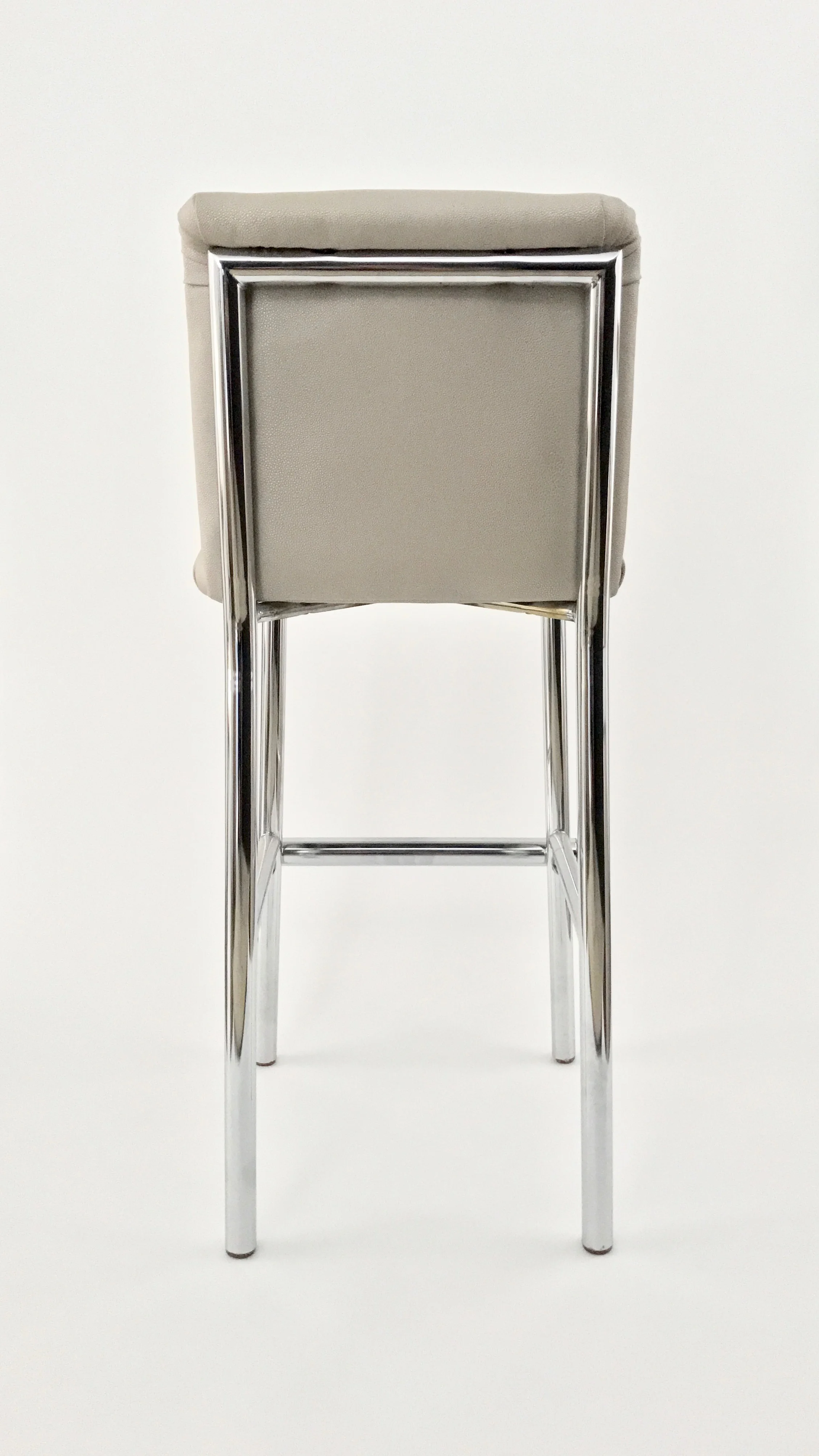 Three Vintage Barstools – Chrome Legs With Shagreen Vinyl