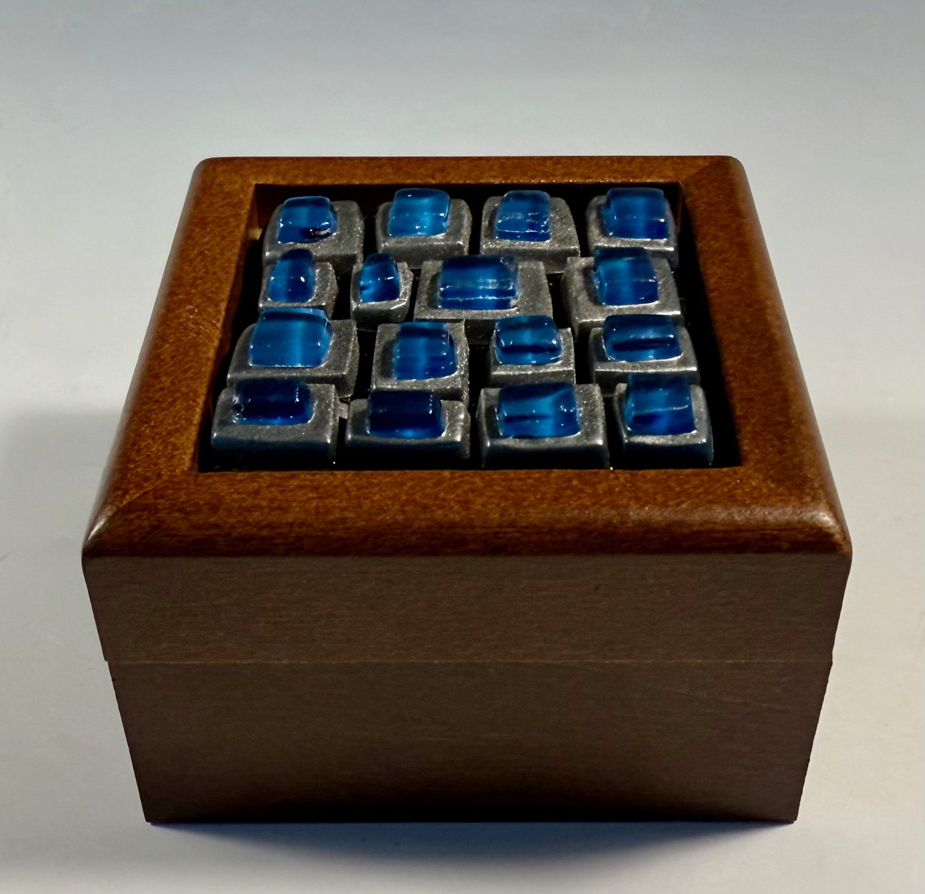 Small Steel Blue Squares Box