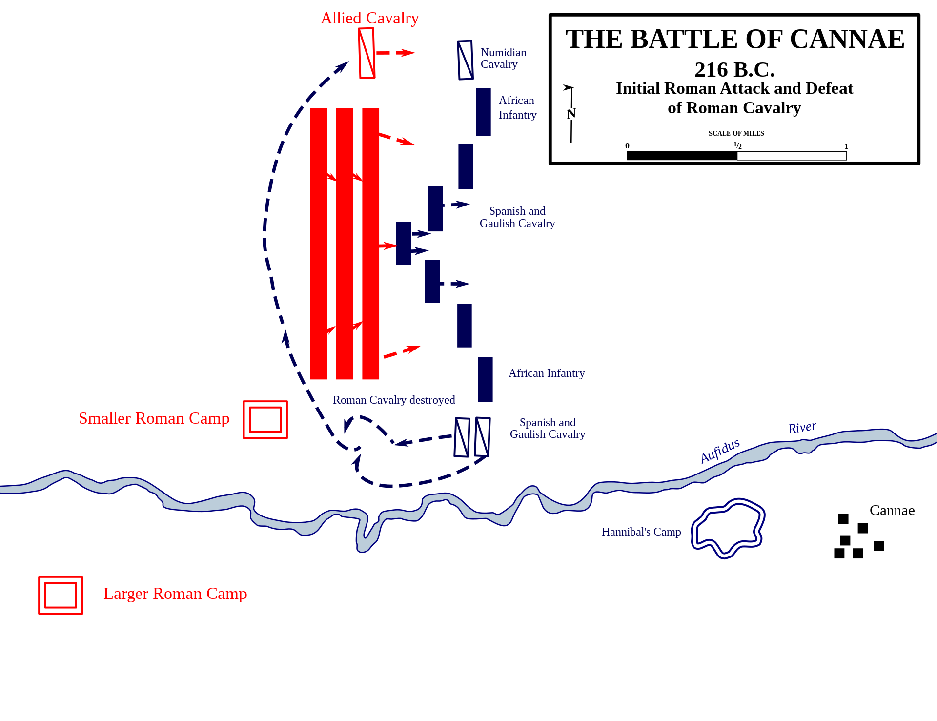 216 BCE The Battle of Cannae Initiatl Roman Attack.png