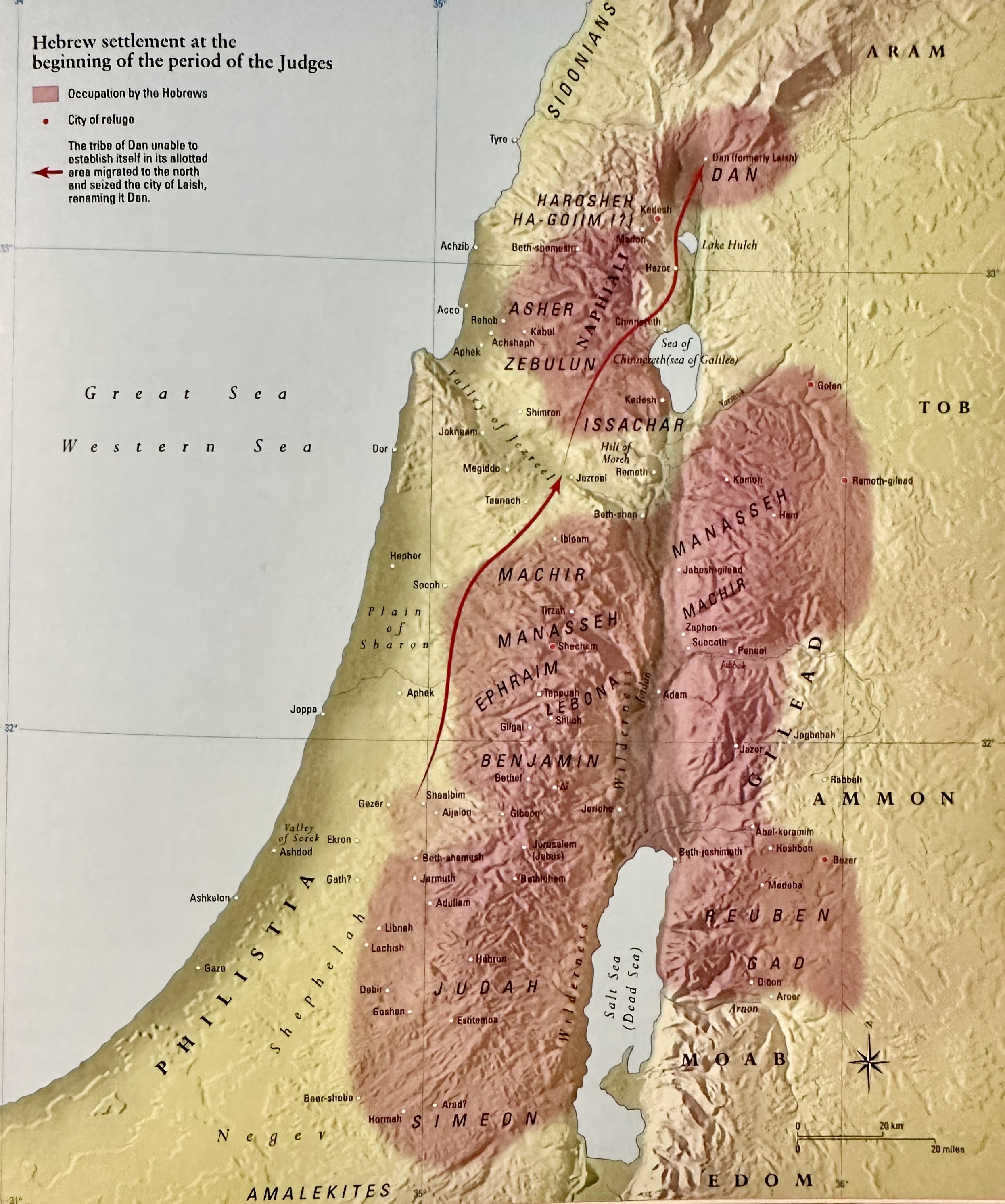 ~1200 BCE Hebrew Settlement at the beginning of the period of the Judges Atlas of the Bible.jpeg