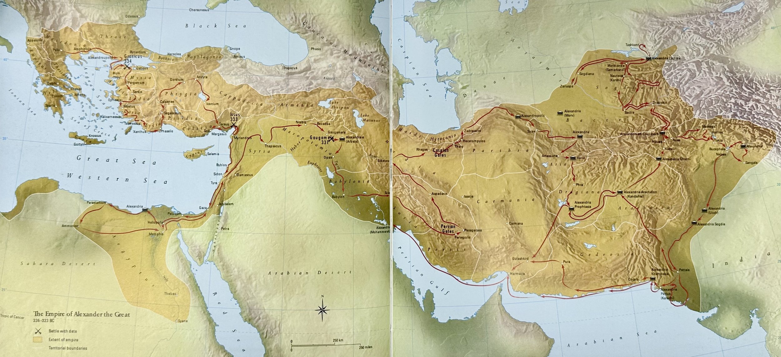 336-323 BCE Empire of Alexander the Great 275 BCE Division of Alexanders Empire Atlas of the Bible.jpeg