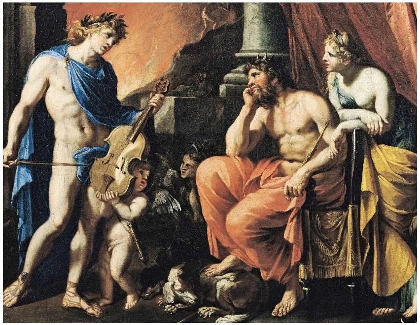 Orpheus plays for love, before Hades and Persephone