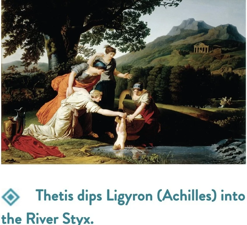 Thetis dips Ligyron (Achilles) into the River Styx